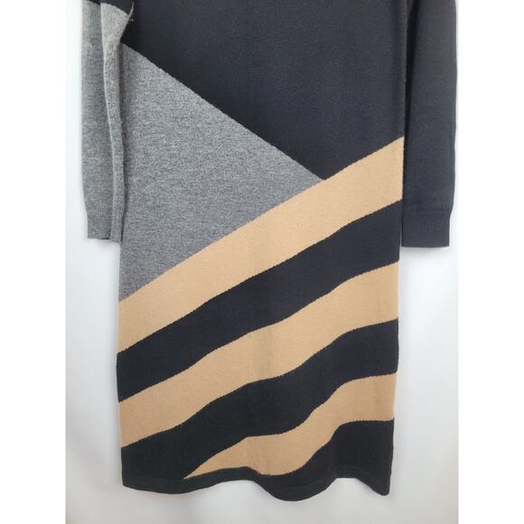 Chinti & Parker Womens Cashmere Wool Sweater Dress Black Beige Gray Size Small - Picture 3 of 9